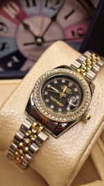 ساعت مچی رولکس دیت جاست زنانه صفحه مشکی