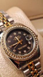 ساعت مچی رولکس دیت جاست زنانه صفحه مشکی