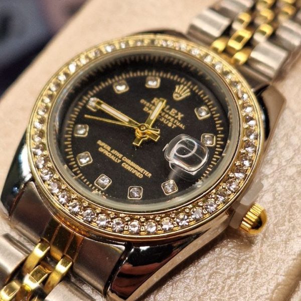 ساعت مچی رولکس دیت جاست زنانه صفحه مشکی